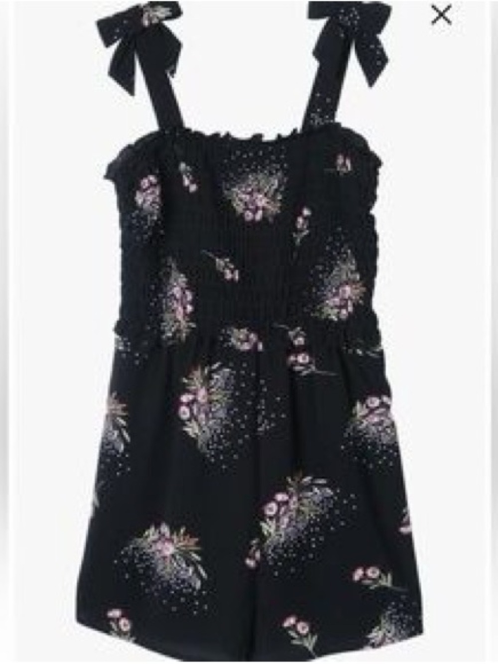 Zunie Black Floral Mini Dress Romper with Bow Straps